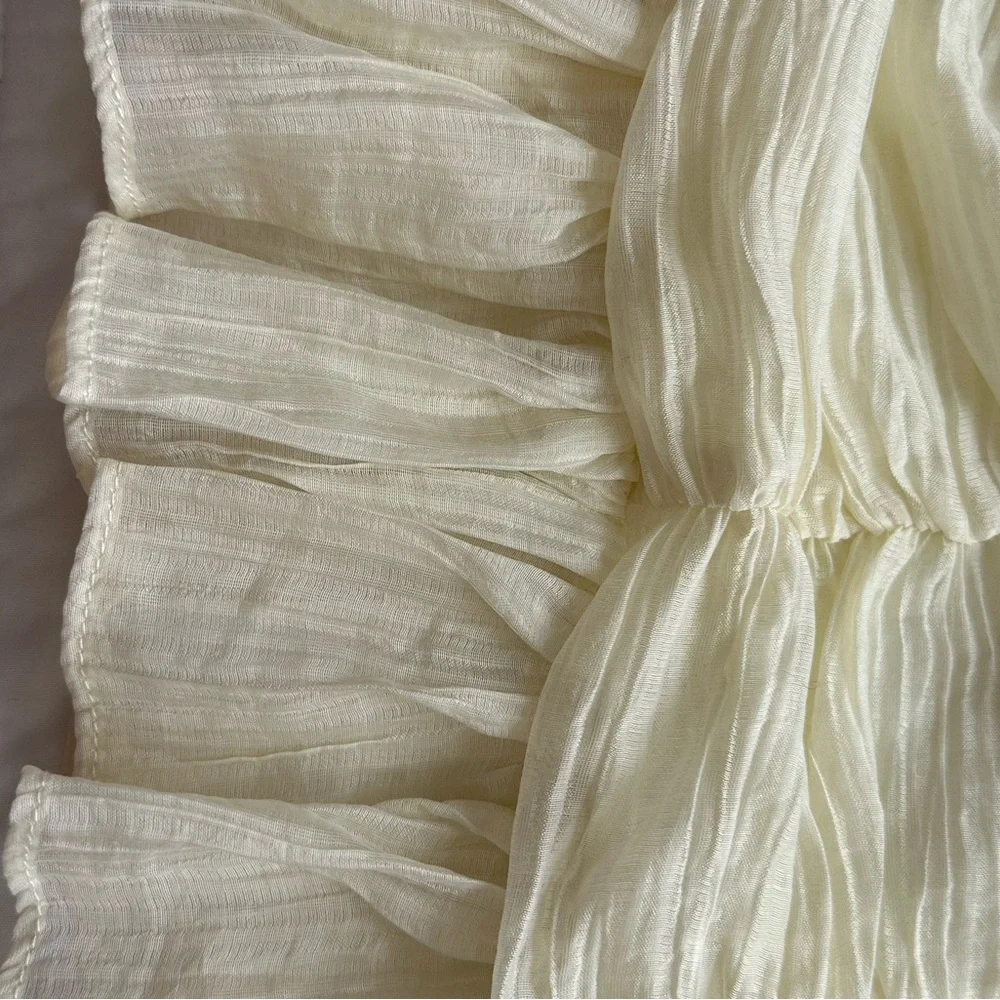 Light Yellow Ruffle Button-Front Mini Dress - Picture 4 of 5